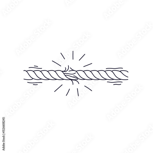 Frayed rope symbolizes tension and potential breaking point.