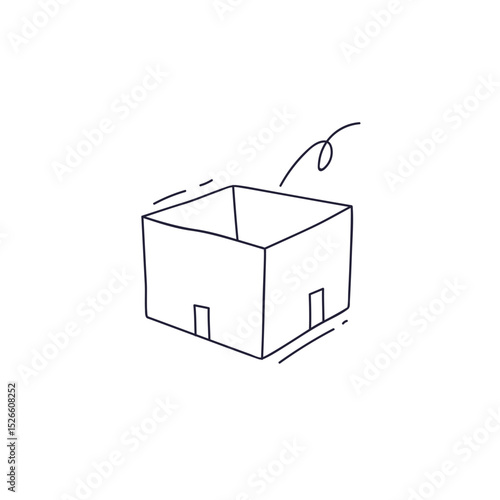 Simple line drawing of an open box, symbolizing potential and creativity.