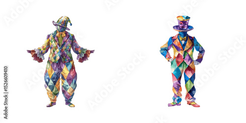 mardi gras suit watercolor vector illustration