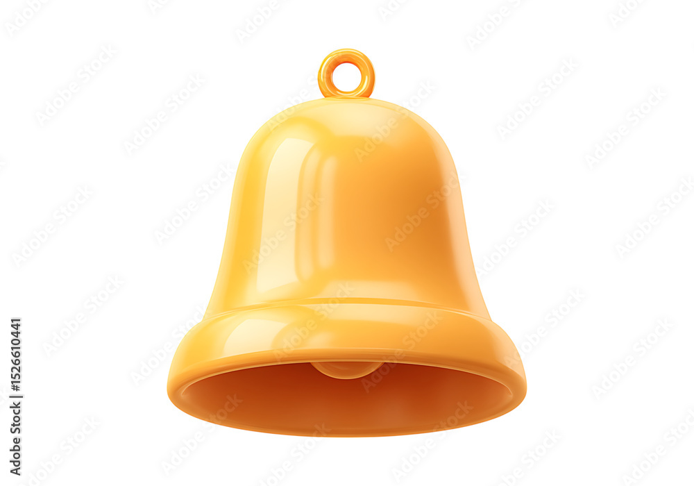 Shiny yellow bell 3d render isolated on black background, On Transparent Background Shiny yellow bell 3d render isolated on black background, On Transparent Background