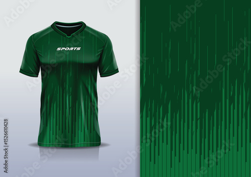 T-shirt mockup abstract stripe line jersey design for football, soccer, racing, esports, running, in green color