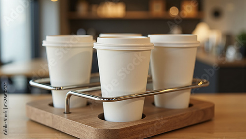 Elegant Trio: Three Cups on a Tray - Minimalist Still Life