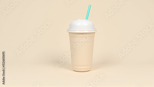 Simple Paper Cup with Straw: A Minimalist Beverage Image