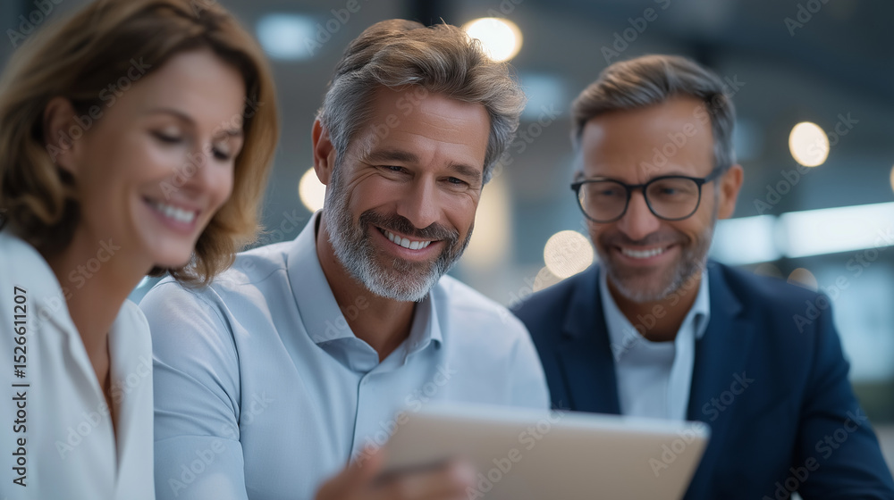 Fototapeta premium Business Team Collaboration with Tablet in Office Setting