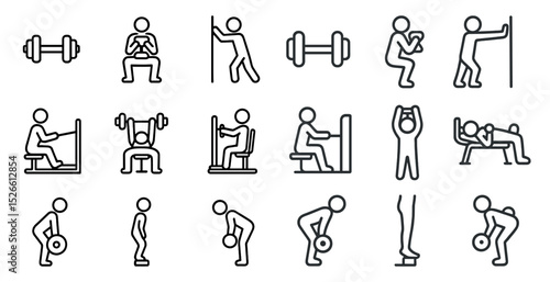 Minimalist fitness icons for workout routine and gym posters