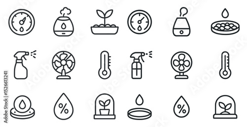 Climate control and plant care icons for home automation design