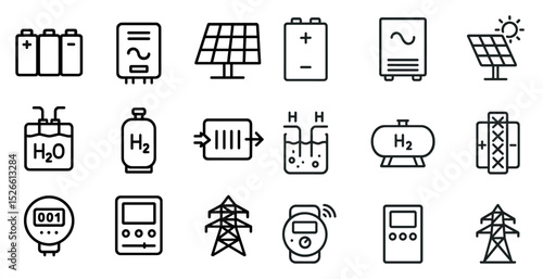 Energy and power icons collection for renewable and sustainable solutions
