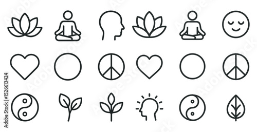 Mindfulness and peace symbols collection for wellness designs