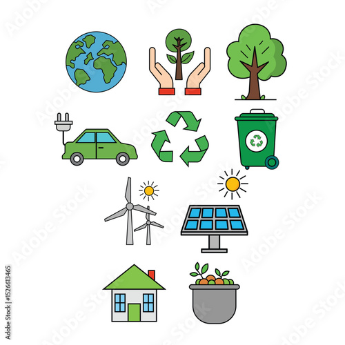 World Environment Day eco icon set
