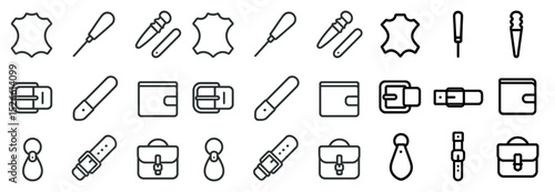 Leatherworking tools and accessories collection for craft design and fashion projects