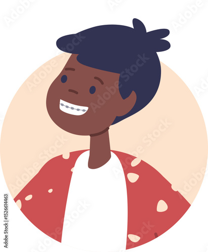 Cute boy child with brackets
