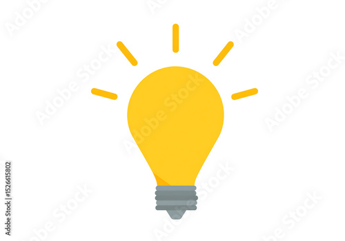 Bright yellow lightbulb idea innovation concept design, On Transparent Background