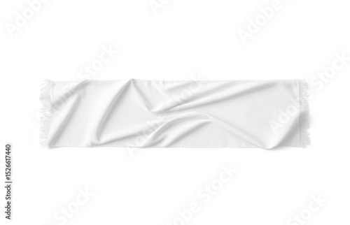 Blank white silk scarf mockup with fringe, isolated, ai generated