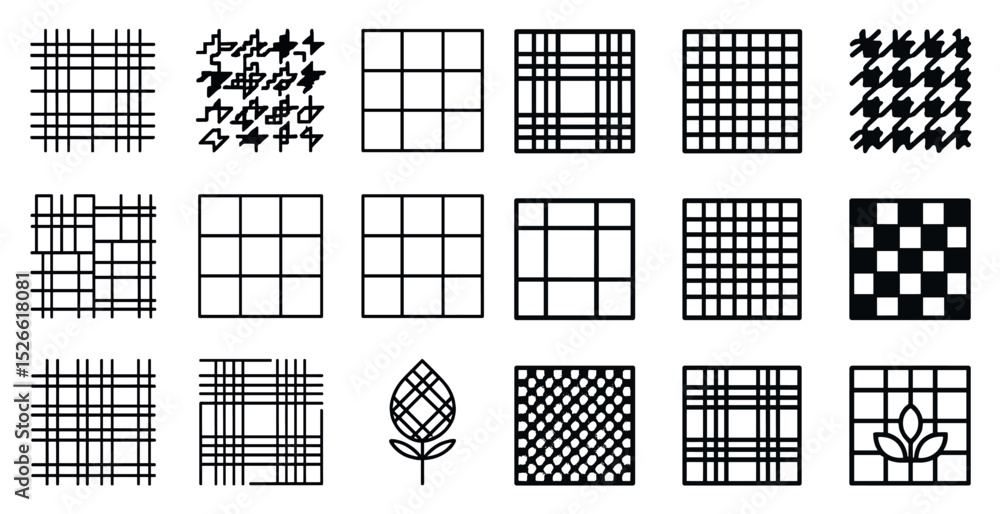 Fototapeta premium Diverse collection of geometric patterns and designs for creative projects