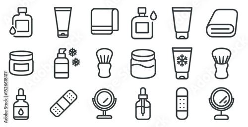 Personal care and grooming icons set for health and beauty design
