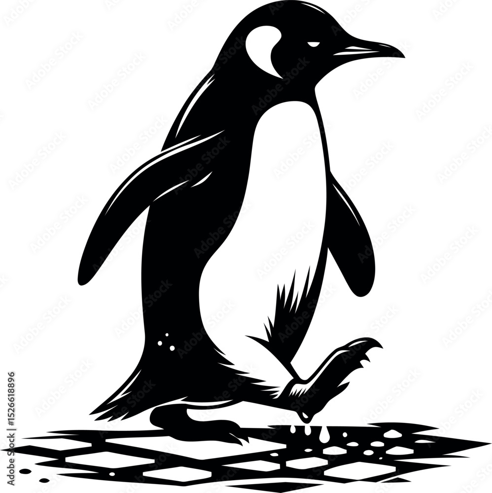 Obraz premium Penguin walking on ice
