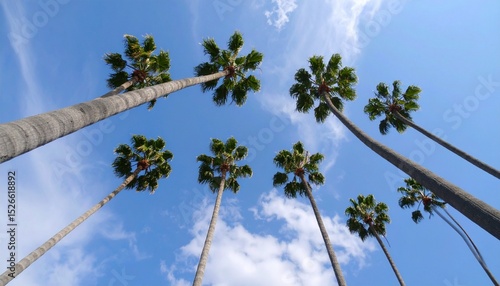 View up to some palm tree