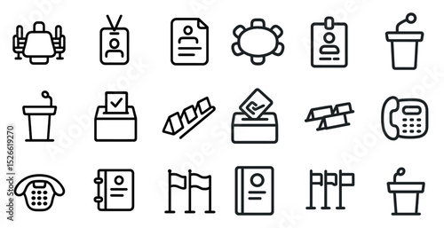 Office and communication icons for business presentations and documents