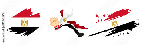 Vector illustration of Egypt flag composition on transparent background