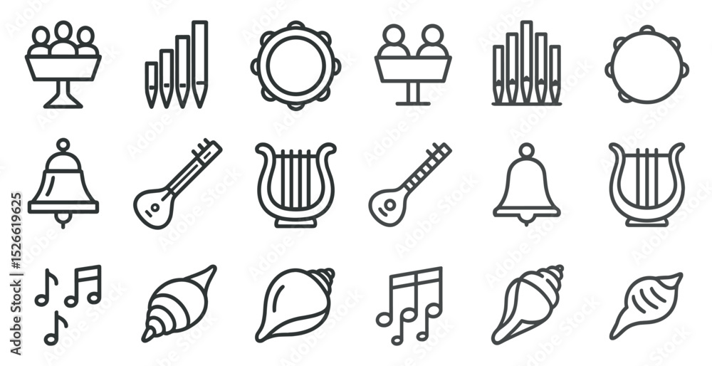 Fototapeta premium Musical instrument icons set for graphic and web design projects
