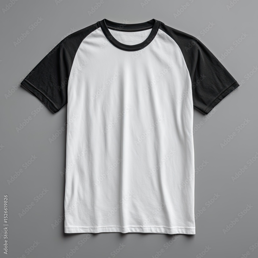 Blank white t-shirt with black raglan sleeves Blank white t-shirt with black raglan sleeves