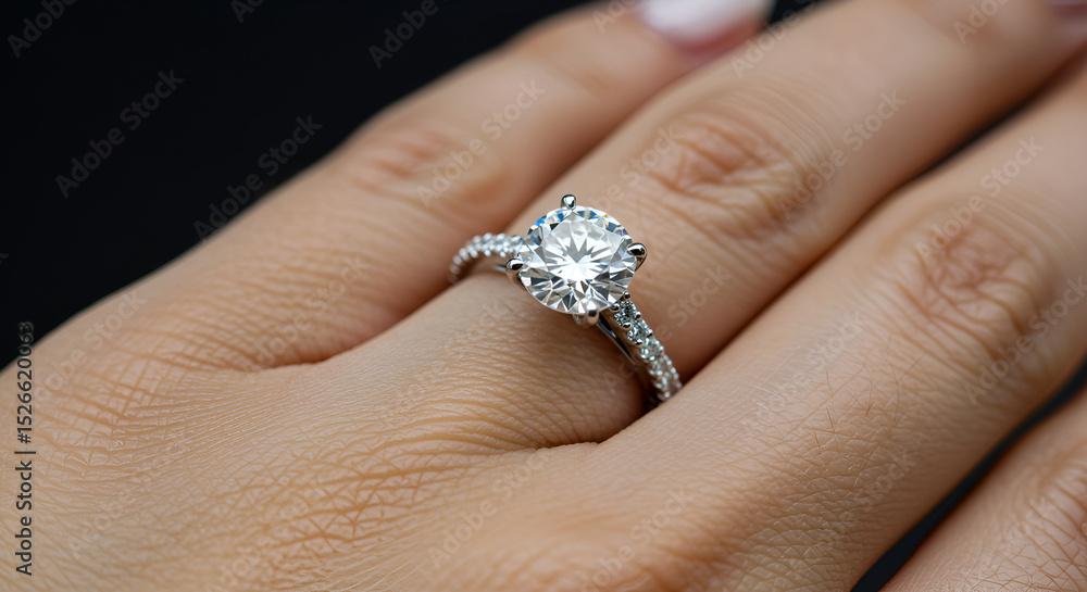 Sparkling diamond ring on hand Sparkling diamond ring on hand