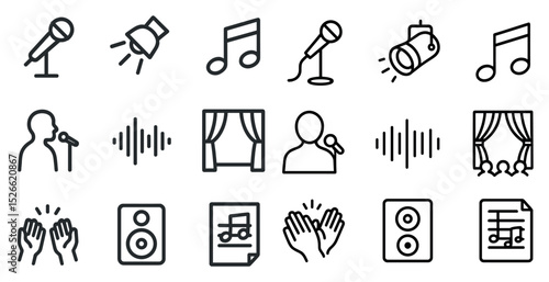 Music and performance icons for event design and decoration