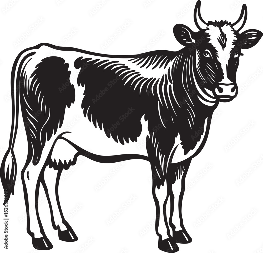 Obraz premium black and white cow