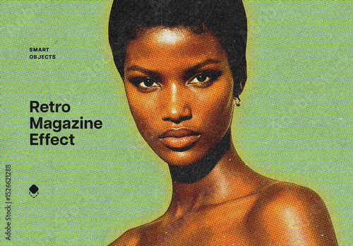 Retro Magazine Photo Effect Mockup