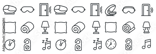 Modern hotel amenities icons for hospitality design and marketing