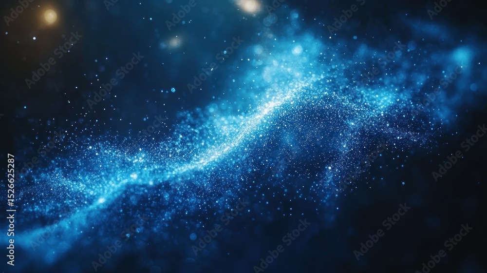 Fototapeta premium Abstract swirling blue particle field against dark background