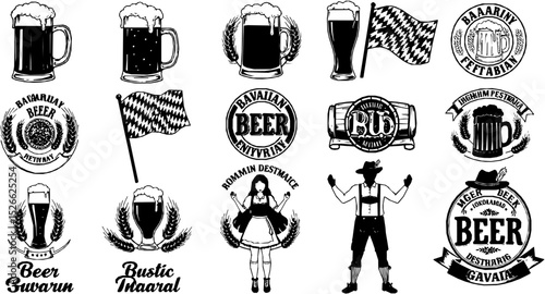 Beer in glass with foam. Hand drawn october fest beer vector illustration isolated
