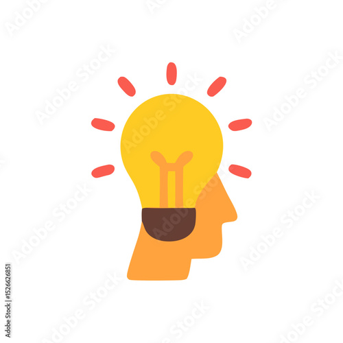Bright Idea Head Icon. vector