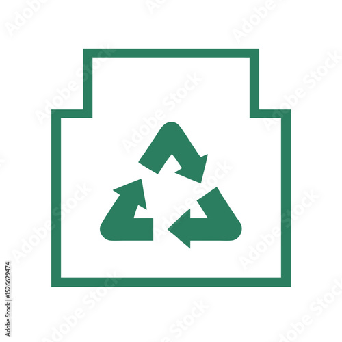 Recycled carton symbol icon representing green logistics with recycling arrows and eco-friendly design