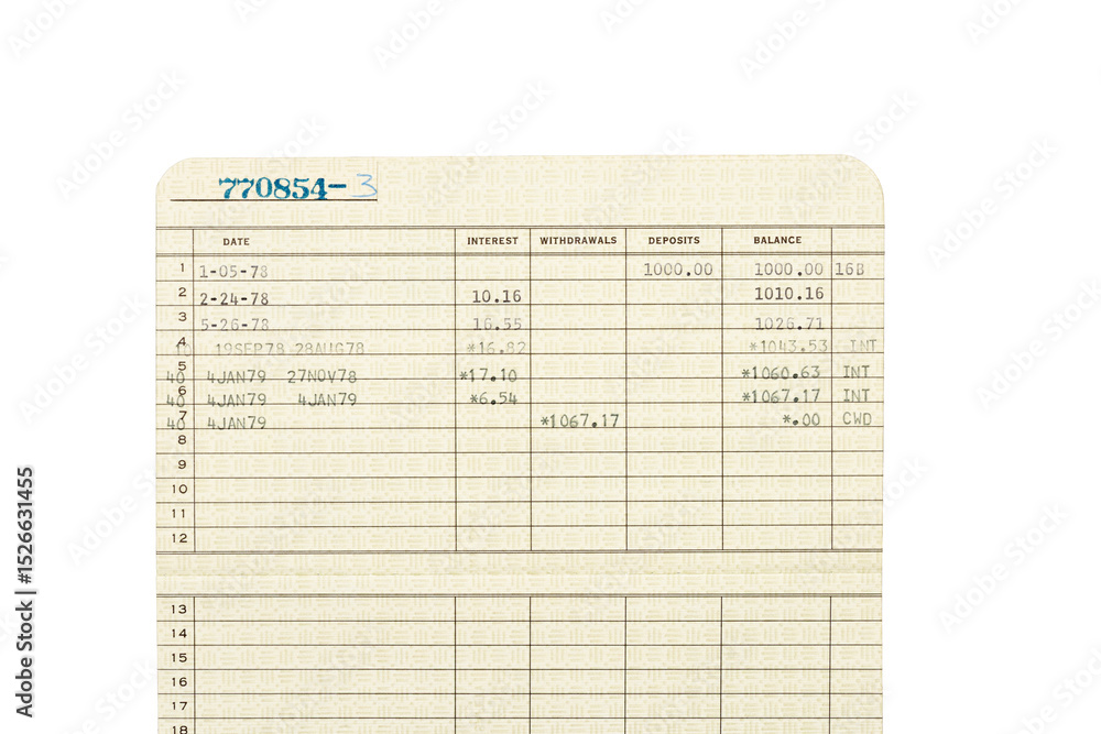 Obraz premium Macro close up of a vintage passbook savings book background