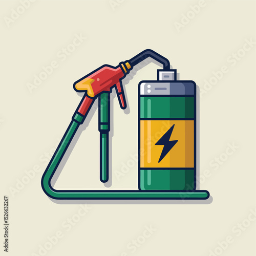 vector icons to vehicle fueling and charging a gasoline pump, an electric vehicle plug hydrogen mole