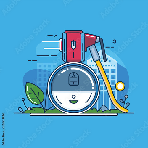 vector icons to vehicle fueling and charging a gasoline pump, an electric vehicle plug hydrogen mole
