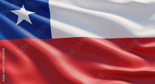 Free Download A striking image of the flag of Chile gracefully billowing in the wind, its colors – red, white, and blue – displayed prominently, and with the iconic star proudly on display. - GFXLoad