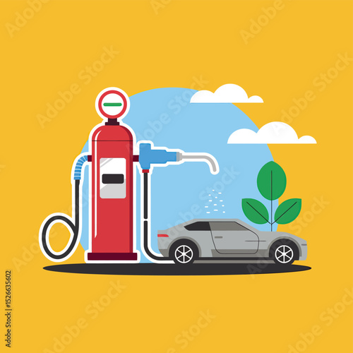 vector icons to vehicle fueling and charging a gasoline pump, an electric vehicle plug hydrogen mole