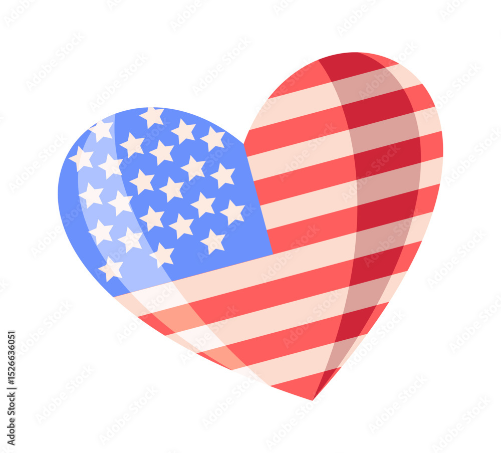 Obraz premium Heart shaped American flag cartoon