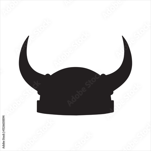 Viking horned helmet silhouette vector icon