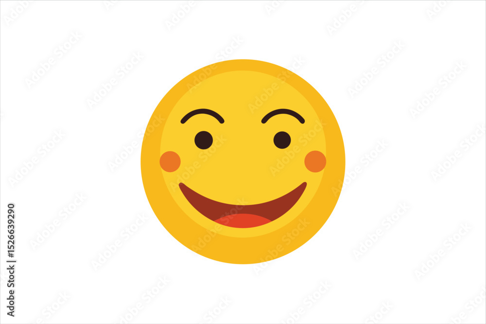 Fototapeta premium Smiling Face Emoji Vector Icon for Online Chats on White Background