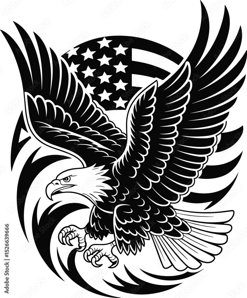 Fototapeta premium Distressed American Eagle Flag svg, American Eagle Flag SVG, Eagle svg, Eagle Flag SVG, 4th of July svg, distressed flag svg, patriotic svgPatriotic Dxf Svg Png Files American Eagle Flag Power Claw Wa