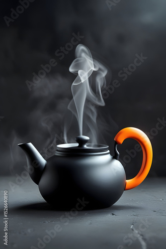 teapot on black background