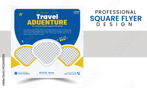 modern innovative travel tour promotion banner traveling business marketing social media post square flyer template