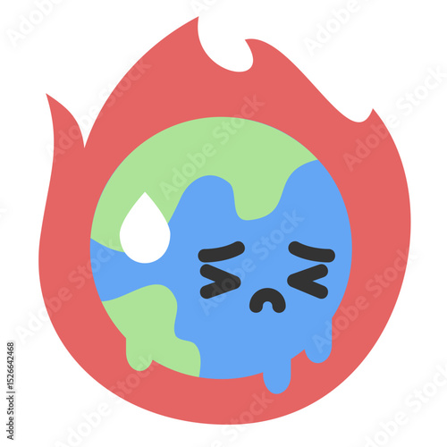 Earth struggling with heat icon