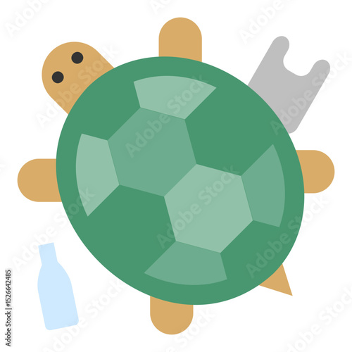 Turtle trapped and suffering in trash icon