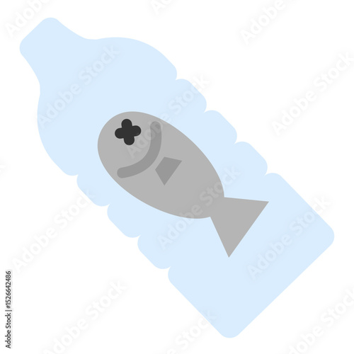 Fish trapped in plastic bottle icon