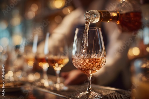 Wallpaper Mural Bartender Gracefully Pouring Icewine into Elegant Crystal Stemware Torontodigital.ca