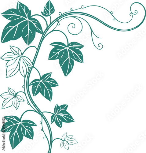 Whimsical twisted leafy vine frame in pastel green tones light fairy tale inspired border design clean white background made for stock imagery